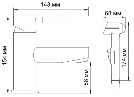 Смеситель WasserKRAFT MAIN 4108 для раковины с гигиеническим душем Смеситель WasserKRAFT MAIN 4108 для раковины с гигиеническим душем
