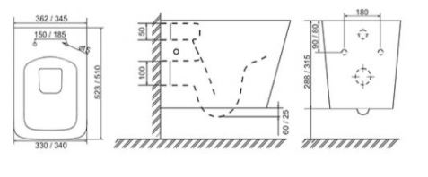 Унитаз навесной Mirsant CUBE 2    Унитаз навесной Mirsant CUBE 2
