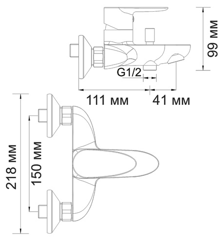 Смеситель WasserKRAFT LEINE 3501 для ванны и душа  Смеситель WasserKRAFT LEINE 3501 для ванны и душа
