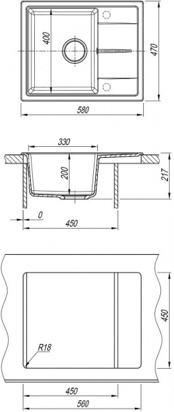 Мойка кухонная из литьевого мрамора Dr. Gans НИКА 580 25.070.B0580.402 58*47 см. дюна
