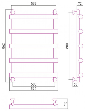Полотенцесушитель водяной Сунержа АТЛАНТ 00-0226-8050 800х500 