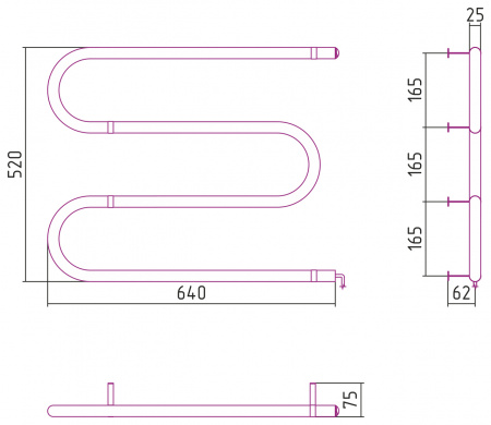 Полотенцесушитель электрический Стилье №03 M-образный 00503-5060 500х600 