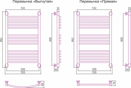 Полотенцесушитель водяной Сунержа БОГЕМА+ 00-0221-8050 800х500 