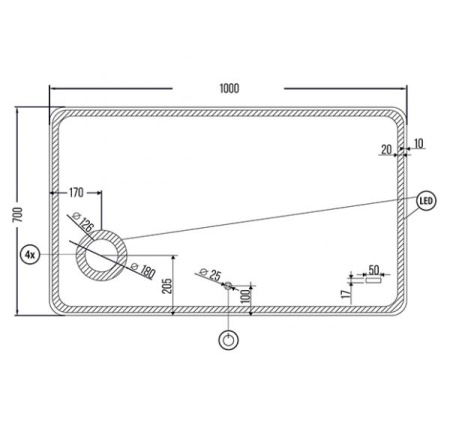 Зеркало Mirsant VOG  100 см. 