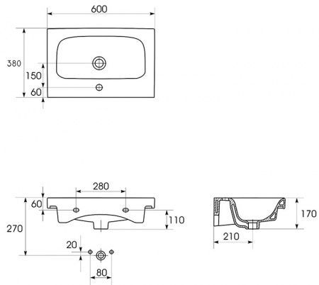 Раковина Cersanit MODUO SLIM S-UM-MOD60SL/1 60 
