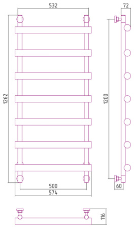 Полотенцесушитель водяной Сунержа АТЛАНТ 00-0226-1250 1200х500 