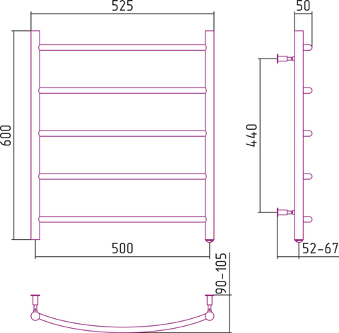 Полотенцесушитель электрический Стилье №40 00540-6050 600х500 