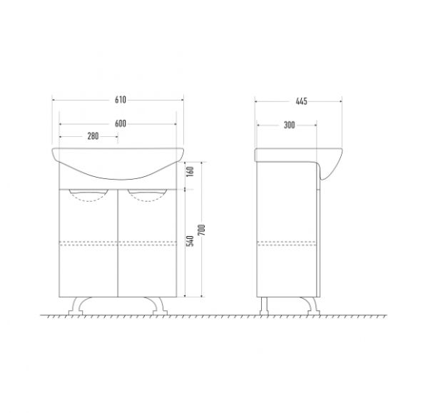Тумба под раковину Mirsant КАМИЛЛА  60 см. 