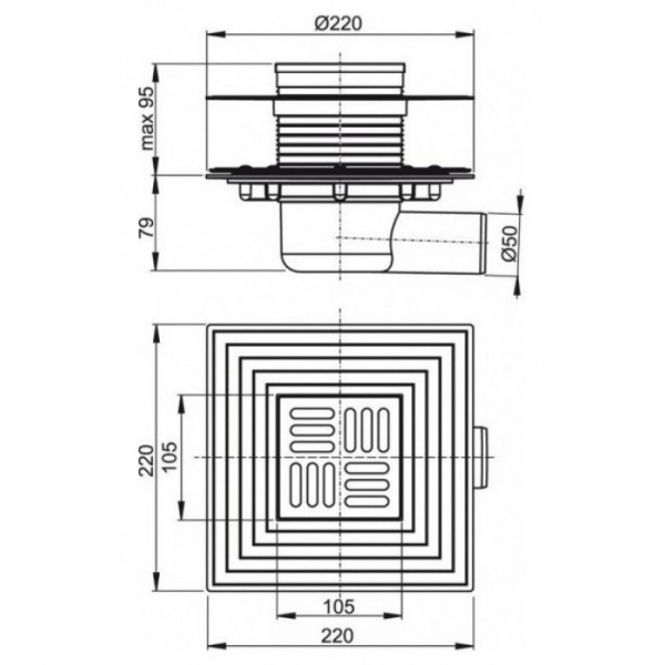 Трап сливной Alcaplast  APV1324   Трап сливной Alcaplast  APV1324