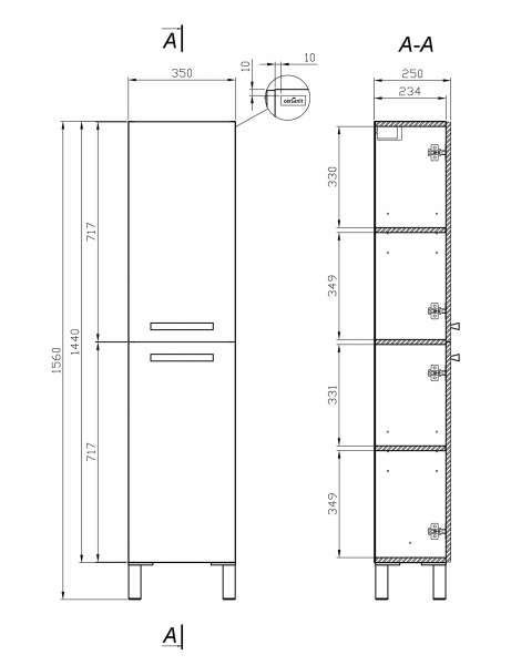 Пенал Cersanit MELAR B-SL-MEL   Пенал Cersanit MELAR B-SL-MEL