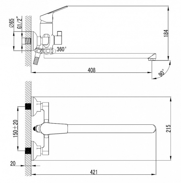 Смеситель Milardo NELSON NELSBLCM10 универсальный  Смеситель Milardo NELSON NELSBLCM10 универсальный