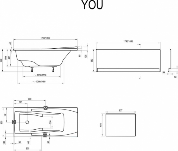 Ванна акриловая Ravak YOU C871000000  