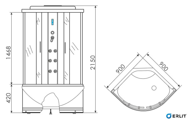 Душевая кабина Erlit  ER2509TP-C3-RUS 90x90 см. 