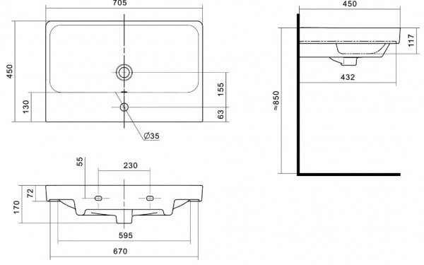 Раковина Santek АДРИАНА 1.WH50.1.628  