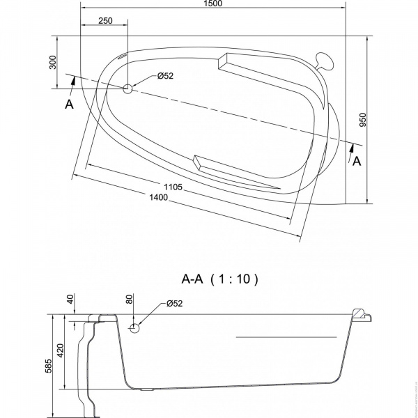 Ванна акриловая Cersanit JOANNA 63337 150x95 см. правая 