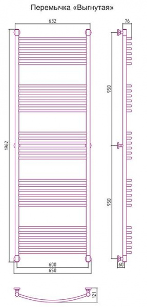 Полотенцесушитель водяной Сунержа БОГЕМА+ 00-0221-1960 1900х600 
