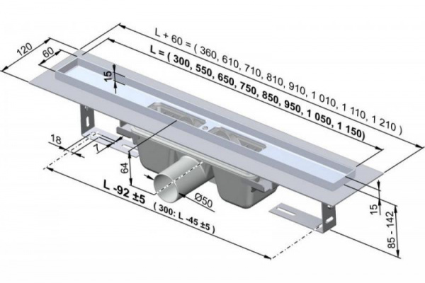 Душевой канал Alcaplast  APZ1-650   Душевой канал Alcaplast  APZ1-650