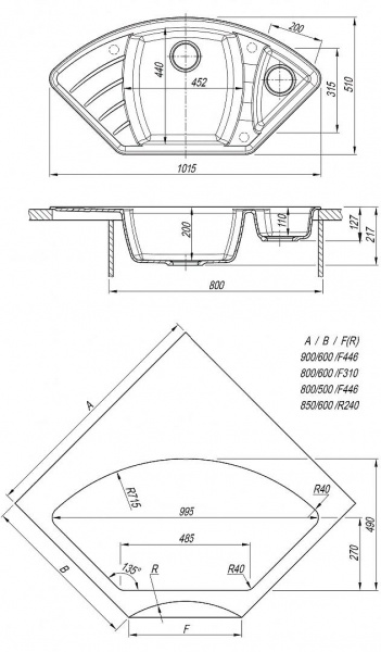 Мойка кухонная из литьевого мрамора Dr. Gans ГАБИ 25.050.E1015.405 101,5*51 см. терра