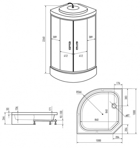 Душевая кабина Erlit  ER351026-С4-RUS 100x100 см.  Душевая кабина Erlit  ER351026-С4-RUS 100x100 см.