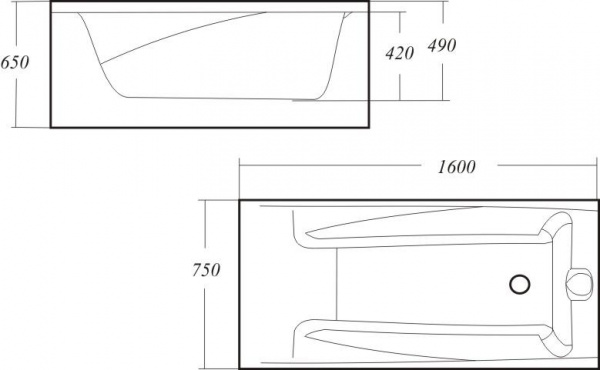 Ванна акриловая Vannesa ФЕЛИЦИЯ  160x75 см. 